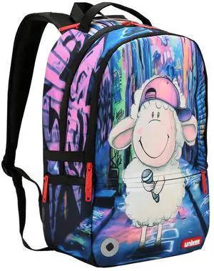 UNIKER Travel Laptop Backpack, Graffiti Backpack for Work, Designer Laptop Backpack for 15.6 Inch, Water Resistant Bag, Sheep Vocalist