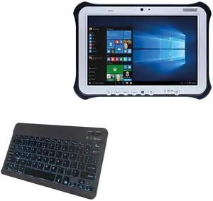 BoxWave Keyboard Compatible with Panasonic Toughpad FZ-G1 - SlimKeys Bluetooth Keyboard - with Backlight, Portable Slim LED 7 Colors - Jet Black