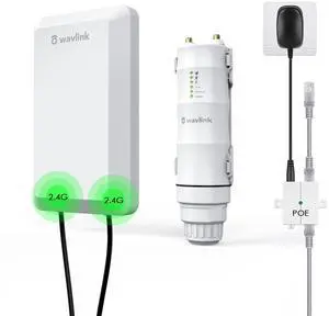 WAVLINK N300 Wireless Outdoor Access Point with PoE Powered, Waterproof, Outdoor Wi-Fi Extender Long Range with AP/Router/Repeater Modes, 11 dBi Directional Antennas