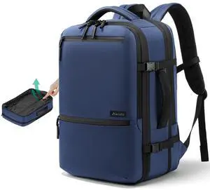 Dinictis Vacuum Seal Travel Backpack 60L Built-in Pump, Expandable Backpack with Vacuum Compression fits 17 inch Laptop, Waterproof Carry On Suitcase Luggage suit for Short Trip and Business-Blue