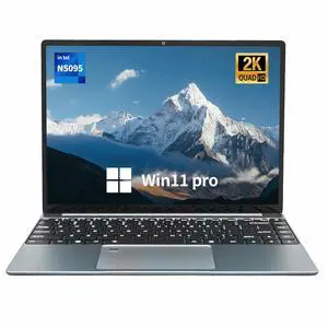 Fsjun 14.1" Laptop Computer, 2K Display, 4C4T N5105 (Up to 2.9GHz), 16GB RAM 512GB PCIe SSD, Backlit KB, Fingerprint Recognition, Win11 Pro, Lightweight for Students Business, Grey