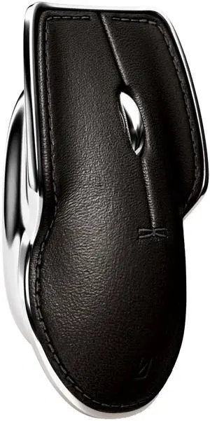 LUNAR ARTEFACTS Ambidextrous Rechargeable Bluetooth Wireless Computer Mouse Black French Leather and Aluminum, Qi Enabled USB-C