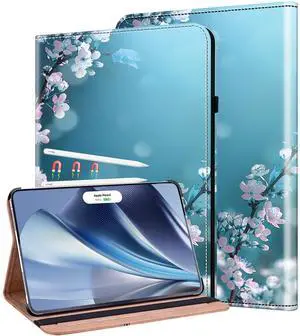 KEFBWAO Case for iPad Pro 13 Inch (M5) 2025/ (M4) 2024, Auto Wake/Sleep Multi-Angle Flip PU Leather Cover Case Supports Pencil Pro and Pencil(USB-C), Plum Blossom