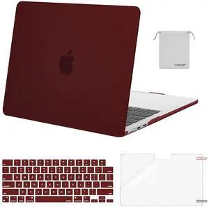 MOSISO Compatible with MacBook Air 13 inch Case 2025 2024 2023 2022 M4 A3240 M3 A3113 M2 A2681, Plastic Hard Shell&Keyboard Cover&Screen Film&Pouch for MacBook Air 13.6 inch Case, Burgundy