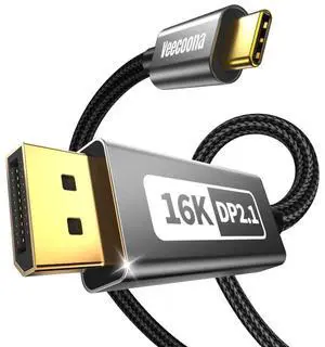 USB-C to DisplayPort 2.1 Cable 6.6FT | 16K@30Hz 8K@120Hz 4K@240Hz 40Gbps, Thunderbolt 4/3 to DisplayPort 2.1 Cord [Thunderbolt 3/4/5 Compatible] for iPhone 16/15,Galaxy S24,MacBook Pro/Air,iPad,XPS