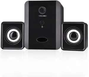 Gavigain Surround Computer Speakers Mini Multimedia Speaker System with USB Wired Bass Stereo Music Player for Music, Movies, Gaming for PCs, Laptops, DVDs, TVs, Tablets Black