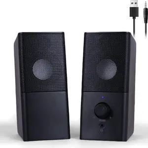 ottosing H21 Computer Speakers for Desktop PC, Full Stereo Sound, USB-Powered, Gaming Monitor Speaker with 3.5mm Aux Multimedia for Laptop/Desktop/Tablets/Phone(Black)
