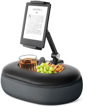HUMANCOZY Beanbag Tablet Pillow Stand Raises Screen Height, Hands-Free Reading Holder, with Snack Bowl and Detachable Base for Bed or Couch, Compatible for Kindle, iPad, eBook, Tablet