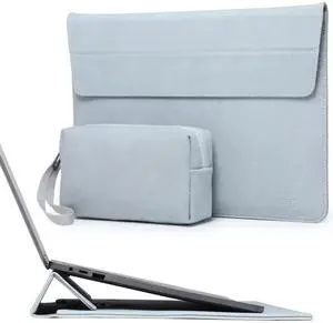 HYZUO 15 Inch Laptop Sleeve with Adjustable Stand Feature for MacBook Air 15 M4 A3241 M3 A3114 M2 A2941 2025-2023, MacBook Pro 15, 15" Surface Laptop 7/6/5/4, with Carrying Pouch, Pale Blue