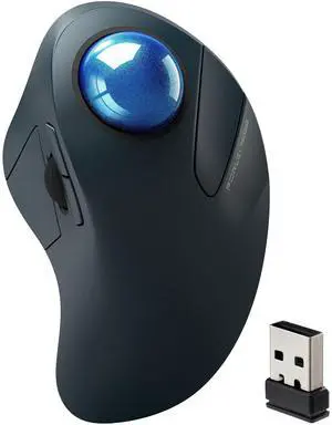 Wireless Trackball Mouse, Comfortable for Large Hands with 44mm Ball, Easy Index Finger Control, Rechargeable, Bluetooth & USB Connection, 5 DPI Adjustable, Compatible for PC, Laptop, Mac, Windows