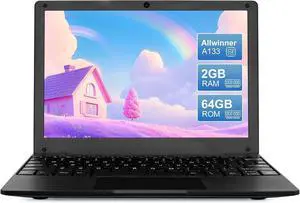 ZHAOHUIXIN Mini 10.1 inch Android 12 Laptop Computer, Portable Small Netbook Computer with Allwinner A133 CPU Android 12 OS 2GB RAM 64GB EMMC HD IPS Screen 1280x800 Pixel 0.3MP Camera (Black)
