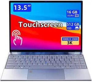 Morostron 13.5-inch Portable Touchscreen Laptop, (16GB RAM, 512GB SSD), 3K (3000×2000) IPS, Celeron N95 Processor up to 3.4 GHz, Backlit Keyboard, Fingerprint Unlocking, Win 11 Pro