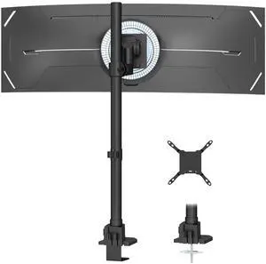 Heavy Duty Monitor-Arm Ultrawide for 24-57 - Extra Tall Aluminum Single Monitor Mount Holds up to 59.4 lbs, Adjustable Desk Mount Stand, VESA 75/100/200 mm, Black