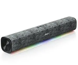 SOULION R100 Plus Computer Speakers with Dynamic RGB Light, Rechargeable Bluetooth Speaker with Switch Button, Clearly Sound Soundbar for Desktop Monitor, PC, Tablets(3.5mm Aux Connection Included)