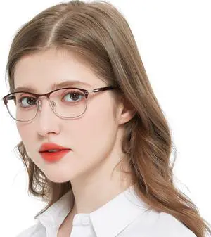 WEMOOTANTS Blue Light Blocking Glasses Metal Red Frame Non Prescription Eyeglasses