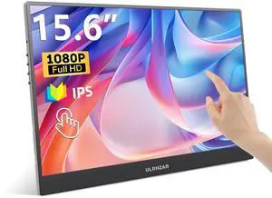 Ulrhzar 15.6inch Portable Monitor Touchscreen FHD 1920X1080P, 60hz, with Built-in Speaker USB-C Touch Screen Monitors for Laptop Computer Switch Xbox PS3/4/5 Raspberry Pi5