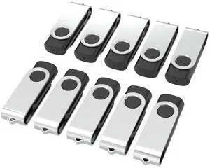 USB Flash Drives 4GB 10 Pack, Wooolken USB 2.0 Thumb Drives with Keychains Memory Stick USB Drive Pendrive for PC Laptop Computer (Black)