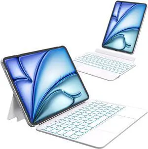 Otuoor Keyboard Case for iPad Air 11 inch (M3 2025 / M2 2024), Magnetic Detachable Keyboard Case for iPad Pro 11 inch (4th/3rd/2nd/1st Gen) & iPad Air 5th/4th Gen with Backlit Keys, Trackpad (White)