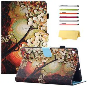 UUcovers 8" Kindle Fire HD 8 Tablet 8th/7th/6th Generation Case 2018/2017/2016 with Pencil Cards Holder Folio Stand [Auto Wake/Sleep] Magnetic Smart PU Leather TPU Shockproof Cover, Watercolor Flower