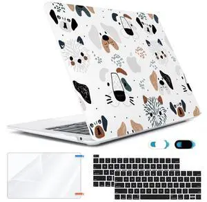 HOHAIYOO Compatible with 2022 M2 MacBook Pro 13 inch Case 2021 2020-2016 M1 A2338 A2289 A2251 A1706 A2159 A1989 with Touch Bar, Hard Shell Case&Keyboard Cover&Screen Protector&Webcam Cover, Funny Dog