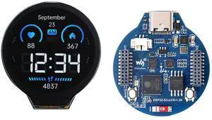 ESP32-S3 with 1.28inch Round LCD 240×240 Resolution ESP32 S3 Development Board with IPS Display, 32-bit LX7 Dual-Core Processor, GC9A01 Driver Chip, Supports W-i-F-i/Blue-too-th,Type-C Connector