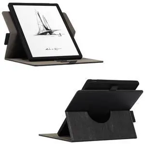 case Pu Cover Fro Onyx Boox GO 10.3 "E Ink Tablet Reader e-Book Tablet Light and Thin Four Corner Protective e-Paper Book with Pen Slot 360 Degree Rotation (PU+Silicone Magnetic Separation - Black)