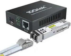 Gigabit Ethernet Media Converter,1000Base-SX Module and OM4 LC to LC Duplex Fiber Patch Cable 3-Meter