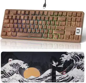 Womier F87 75% Mechanical Gaming Keyboard with Volume Scroll Wheel, Hot Swappable, Custom Keyboard Bundle with Black Mouse Pad (31.5 x 11.8in)