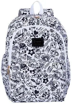 Tokidoki Canvas Backpack for Women,Business Sturdy Fits 15.6 Inch Notebook Bookbag Computer Bag Laptop Backpack for Dailyuse Casual Daypack Fashion Anime Bags (White)