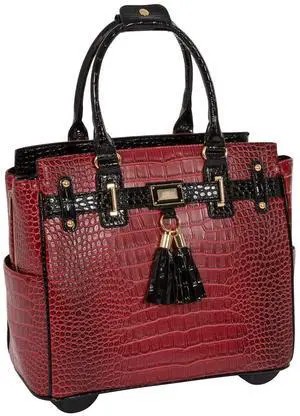 JKM & Company Rolling Laptop Bag for Women | Designer Wheeled Briefcase | Fits 13-17" Laptops | Office Travel Computer Case (Westlake)