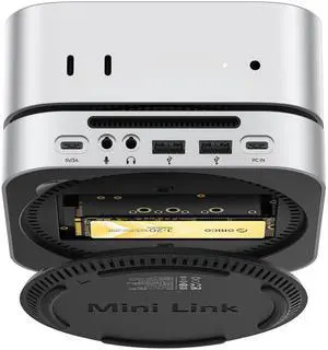 ORICO MiniLink 40Gbps Mac mini M4 Aluminum Dock & Stand with M.2 NVMe SSD Enclosure Up to 8TB(SSD NOT Included, 3000MB/s), USB4 Hub, 2X USB-A(480Mbps), Audio I/O, Compatible with Mac mini M4 Pro (M45P
