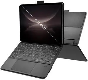 Universal Keyboard Case for 9-11 Inch Tablets, Dual Bluetooth Detachable Keyboard for Android Tablets/iPads/Galaxy Tabs, Magnetic Backlit Keyboard with Washable Adhesive Mount&Any-Angle Stand&Trackpad