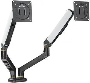 Dual Monitor Arms for Desk up to 32 inches,Dual Monitor Stand with Gas Spring System,Each Arm Holds Max 22lbs,Monitor Mount for 2 Monitors, VESA 75x75 100x100 with C-clamp& Grommet, Black