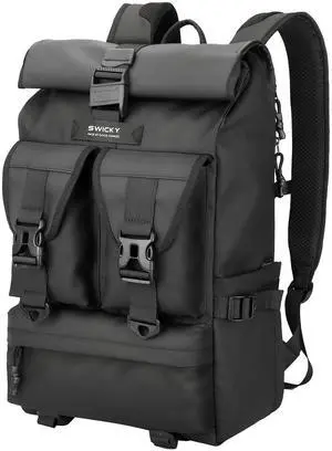 SWICKY 40L Travel Rolltop Backpack, Expandable Backpack / 18x14x8 Inches Travel Bag, Laptop Bag/Water Resistant/Carry-On Luggage Airline Approved for Women & Men, Work
