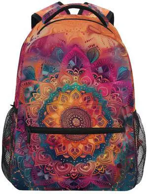 Qumton Bohemian Mandala Flower Laptop Backpack for Women Men, Personalized College Bookbag Travel Bag Casual Daypack back packs