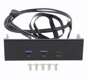 5.25 Inch Front Panel USB C Hub, GEN2x2 USB A Type C 3 Ports USB Front Panel Hub, 5.25 Inch 19 Pin 20Gbps Optical Drive Extension Panel for PC Computer 5.25 Inch Front Panel USB C Hub, GEN2x2 USB A Type C 3 Ports USB Front Panel Hub, 5.25 Inch 19 Pin 20Gbps Optical Drive Extension Panel for PC Computer