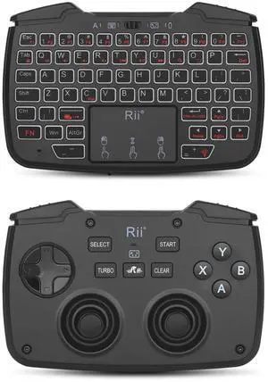 (Bluetooth Version)Rii RK707Pro 3 in 1 Multifunctional Wireless Bluetooth Portable Game Controller 62-Key Rechargeable Keyboard Mouse Combo Turbo Vibration Function for PC/Raspberry pi2/Android System