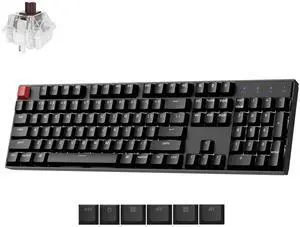 Keychron K10 Version 2 Full Size 104 Keys Bluetooth Wireless Mechanical Gaming Keyboard for Mac Windows with Keychron Super Brown Switch White LED Backlight/USB C Wired Computer Keyboard