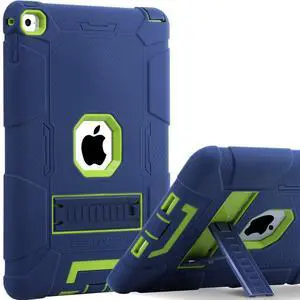 BENTOBEN iPad Air 2 Case, [Hybrid Shockproof Case] with Kickstand Rugged Triple-Layer Shock Resistant Drop Proof Case Cover for iPad Air 2 with Retina Display/iPad 6, Navy Blue/Green