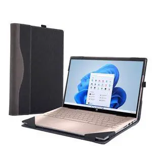 Protective Case Cover for Hp Pavilion X360 Convertible 14-dy Laptop 14t-ek 14-ek 2-in-1 [Not Other Models] Notebook Sleeve Computer Bag Protective PU Leather Shell (Black)