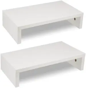 HAZCOVE Computer Monitor Stand Riser Wood 2 Pack Dual Monitor Stand Riser for 2 Monitors Shelf Stand Desk Organizers for PC Screen White
