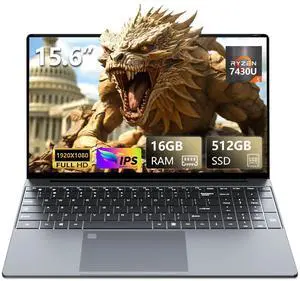 2025 15.6 inch Gaming Laptop,with 16GB RAM, 512GB SSD,R5 7430U Processor (Up to 4.3GHz), 1920 x 1080 Display,Wi-Fi 5, Bluetooth 5.0,HDMI Port x1, Backlit Keyboard,Win11 Pro,Traditional Laptop Computer