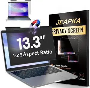 Magnetic Laptop Privacy Screen Filter 13.3 inch for 16:9 Widescreen Computer Monitor, Removable Anti Blue Light Privacy Shield, Anti-Glare Protector