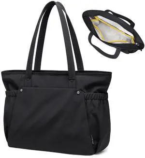 GOLF QUALITY Tote Bag for Women, Work Bags with Zipper Computer Laptop Handbag with Compartments for Travel, Daily,Fit 14Inch,Black