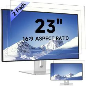 [2-Pack] 23 Inch Computer Blue Light Blocking Screen Protector for 16:9 Widescreen Monitor, Anti Glare Anti-UV Eye Protection Desktop PC LED Monitor Filter, Removable Anti-Scratch Screen Film 23in