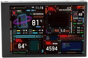ANGGREK PC Temperature Display, Professional Dimmable USB Port Computer CPU Monitor with Visual Theme Editor for Desktop PC