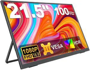 KEEPTIME 21.5" Portable Monitor, 1080P FHD 100HZ Large Portable Gaming Monitor w/Kickstand & VESA, IPS USB-C HDMI External Screen for Laptops, MacBook, Phones, Mini PC