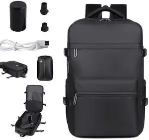 Vacuum-sealed travel computer backpack, Water-Resistant, With vacuum pump, Multiple Compartments, Anti-theft combination lock(Black)