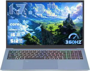17.3" FHD IPS Blue Laptop, Core i5-1038NG7,16GB RAM,Win 11 Pro Laptop Business Computer, in tel Iris Plus Graphics, Fingerprint, Color Backlit Keyboard, Numpad, Type-C, WiFi 6, HDMI, RJ45 (512G SSD)