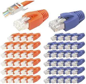 VCELINK (Gen 2 30-Pack Cat6a/Cat7 RJ45 Pass Through connectors Bundle with (Gen 1) 30-Pack Shielded Cat6A/Cat7 RJ45 Modular Plug